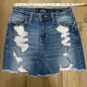 Hollister Blue Distressed Denim Skirt